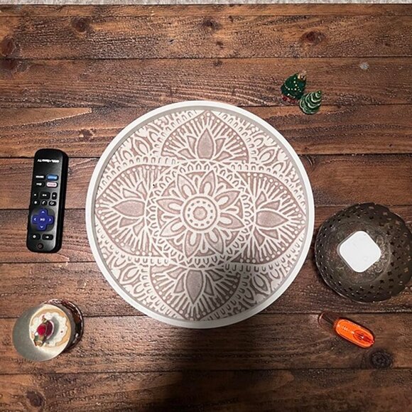 NEW Decorative Serving Tray Round: Farmhouse Coffee Table Tray - Picture 2 of 8